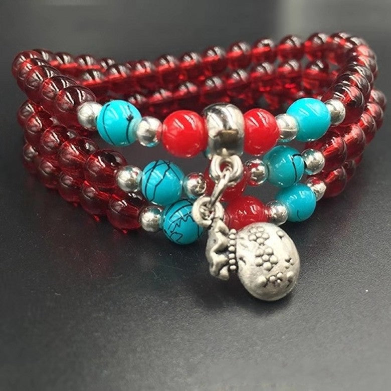 Women's & Men's Imitation Crystal Turquoise Garnet Beads Safe Bracelets