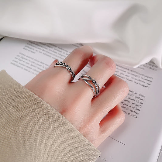Sterling Sier Mixed Woven Twisted Lines Rings