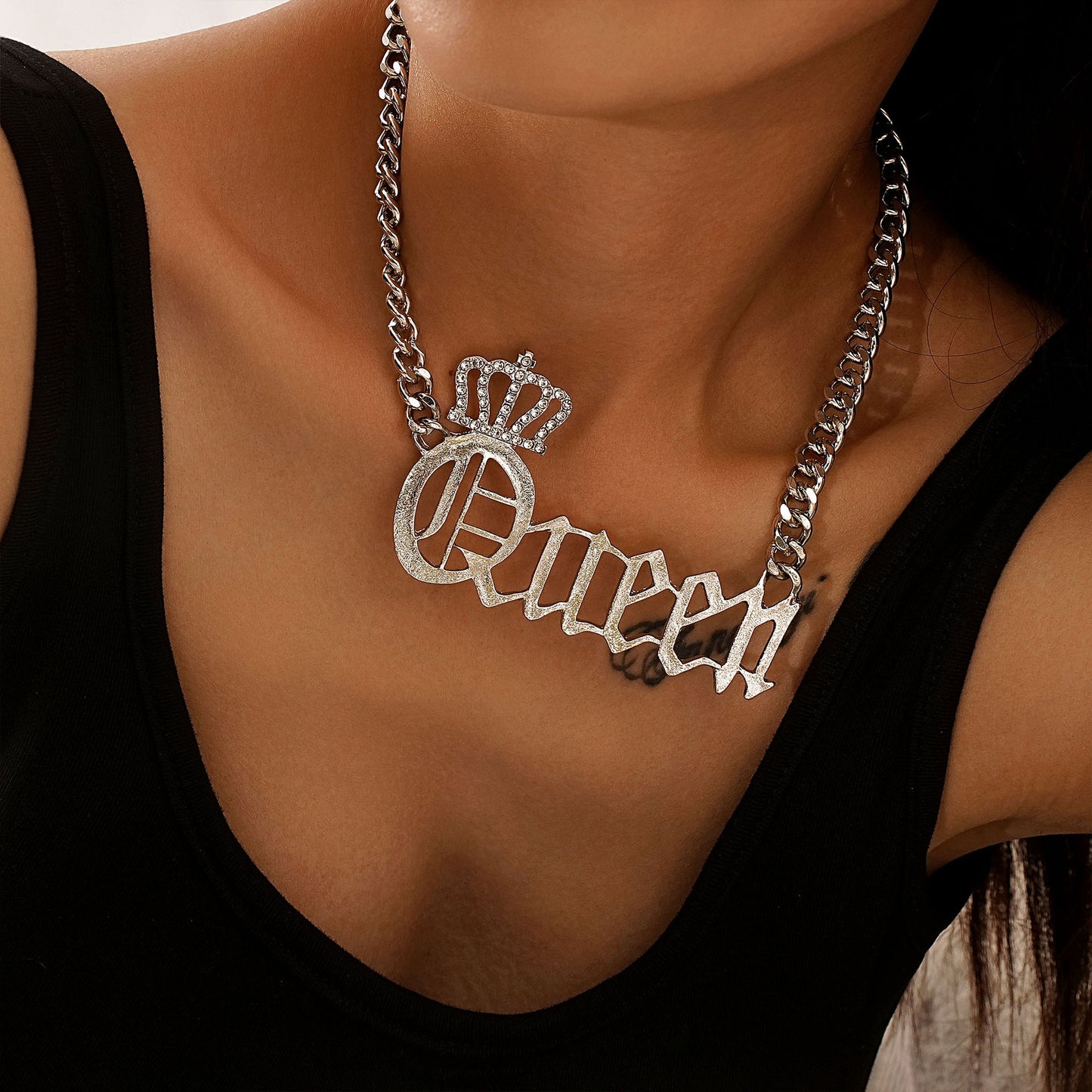 Hipster Crown English Light Empress Diamond Hip Hop Necklace
