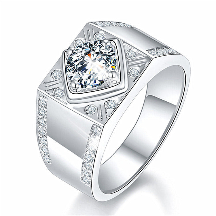 Men's Source Moissanite Open Mouth Man's Domineering Opening Adjustable Ring