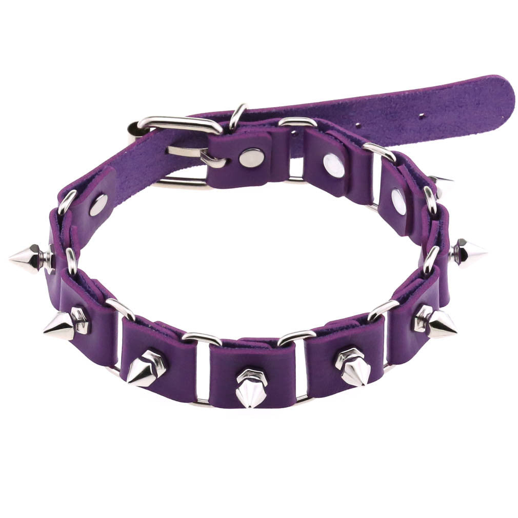 Gothic Elegant Stitching Neckband Personality Trend Buckle Spike Collar