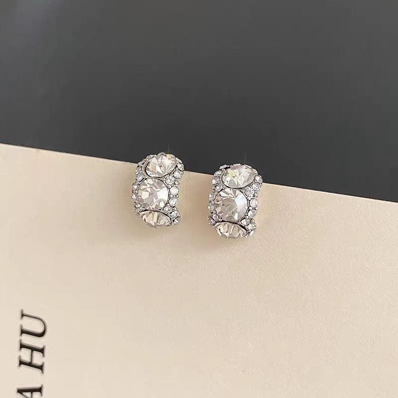 Delicate Shining Night Berlin Gray Niche Design Stud Earrings