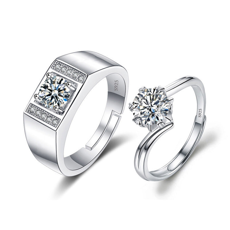 Women's Moissanite Opening Adjustable Man's Proposal Wedding Rings