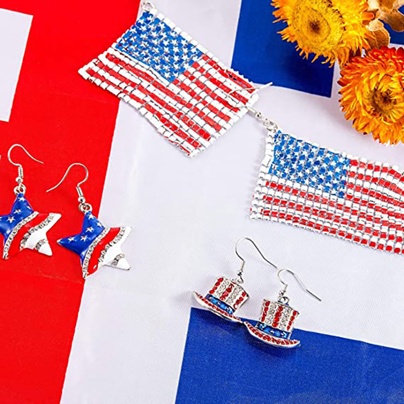 Graceful Popular Independence Day Flag Heart-shaped Earrings