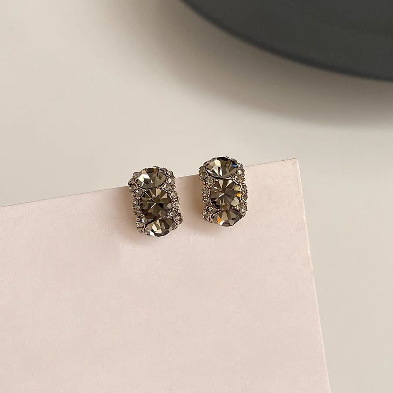 Delicate Shining Night Berlin Gray Niche Design Stud Earrings
