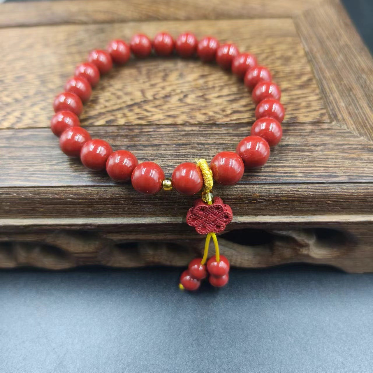 Women's & Men's Cinnabar Purple Gold Sand Single Circle Simple Buddha Beads Light Bracelet