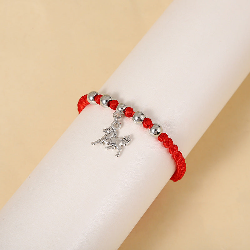 Zodiac Antique Sier Exquisite Red Rope Bracelets