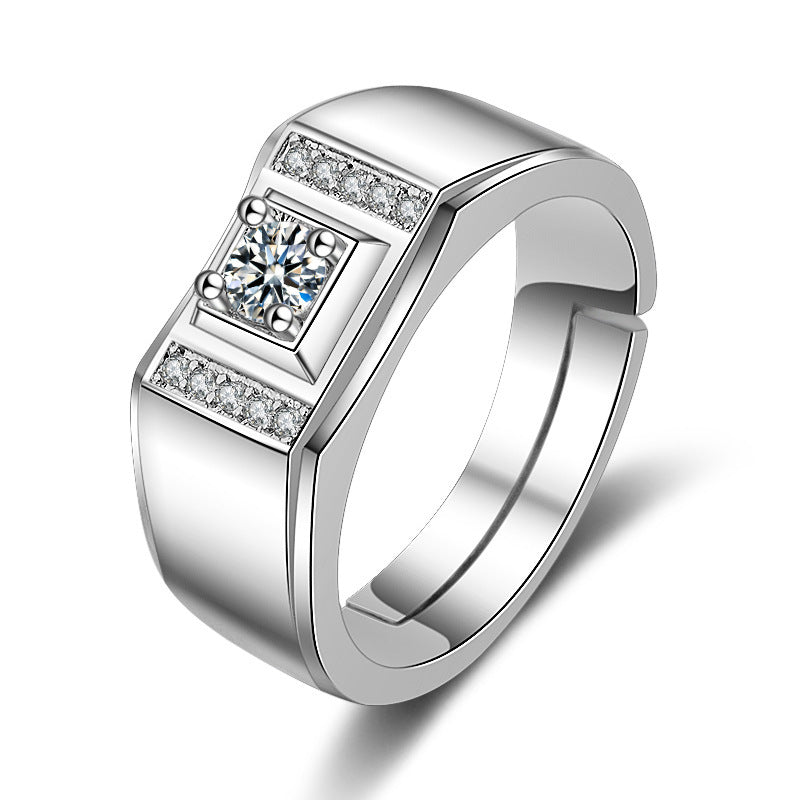 Men's Diamond Single Simulation Karat Wedding Classic Temperament Ring