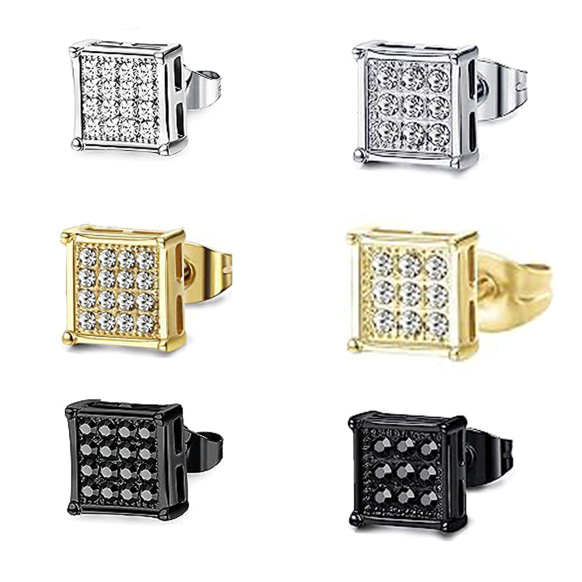 Women's & Men's Titanium Steel Ear Rhinestone Niche High-grade Earrings