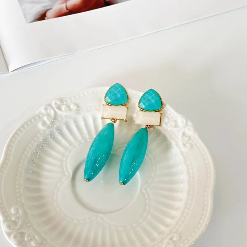 Fashionable Colorful Water Drop Resin Elegant Earrings