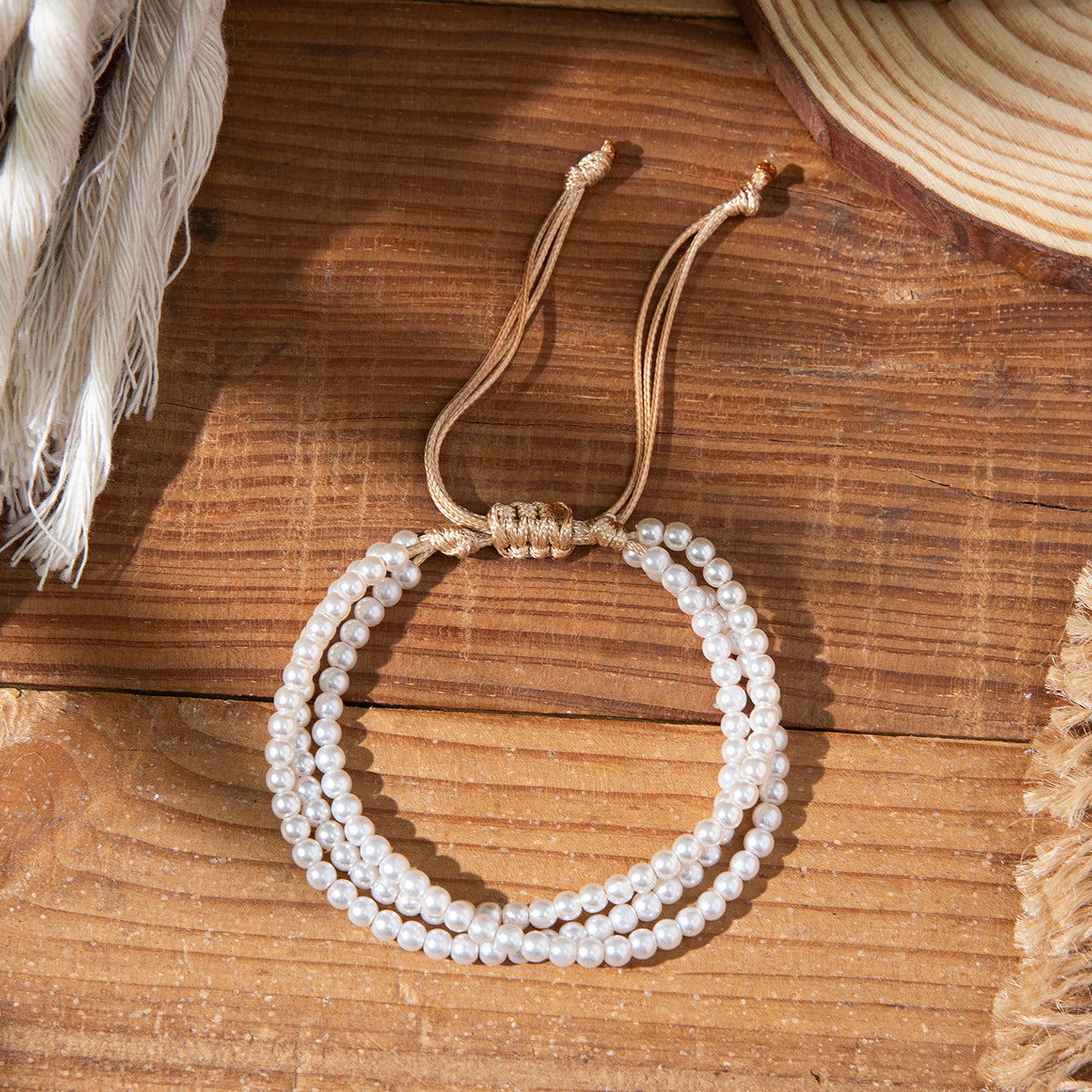 Women's Design Hand-woven Adjustable Bead Carrying Strap Bracelet