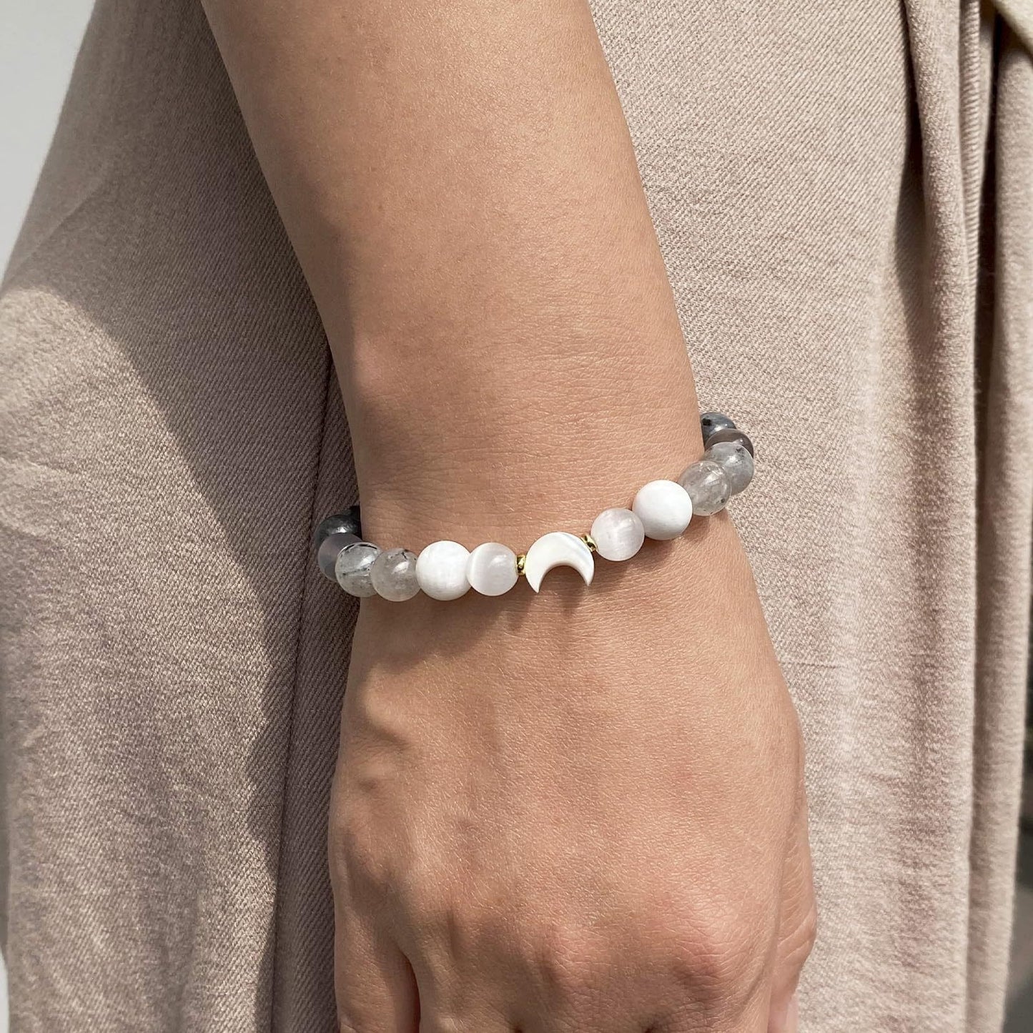 Natural Stone Obsidian Opal Beaded Cycle Encourage Elastic String Glitter Bracelet
