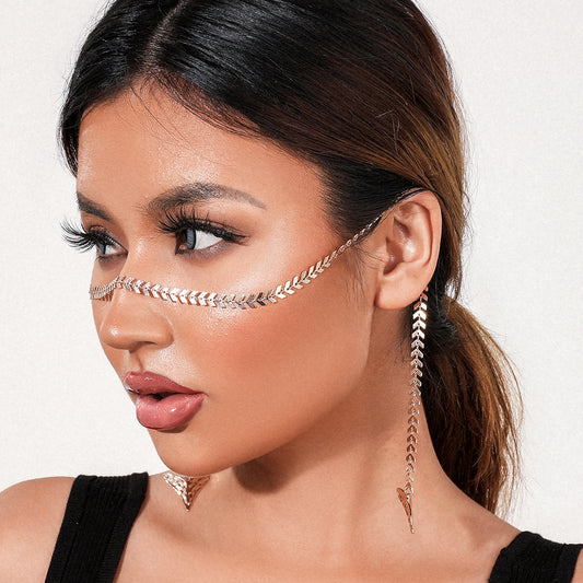 Minority Design Sense Fishbone Chain Face Earrings