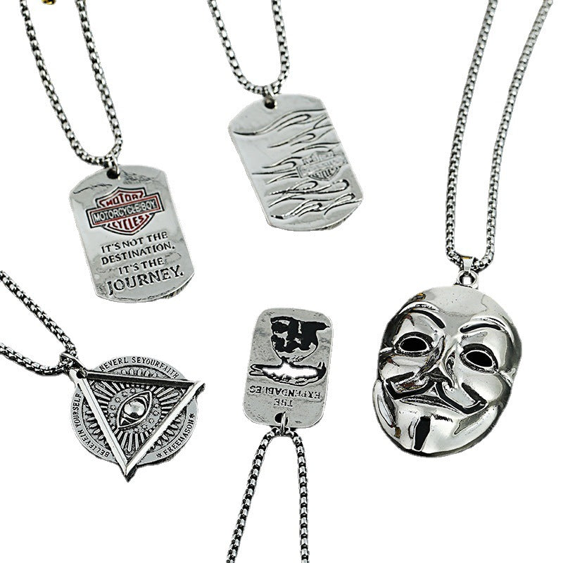 Men's Lucky Elephant Titanium Steel Life Pig Sweater Chain Necklace