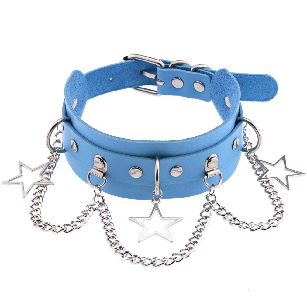 Street Shooting Nightclub Five-pointed Star Chain Clavicle Neck Bandana Collar
