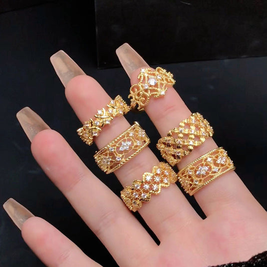 Style Brushed Open Lace Hollowed Fashion Rings