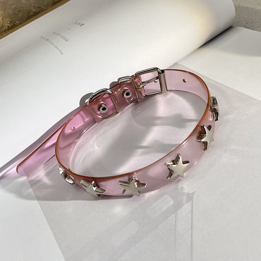 Peach Heart Jelly Female Rivet Millennium Clavicle Chain Necklaces