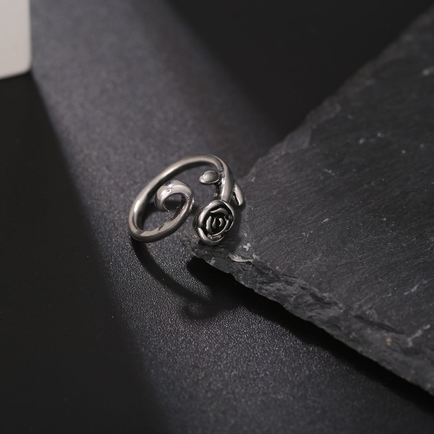 Men's Retro Trendy Sier Open Single Lucky Rings