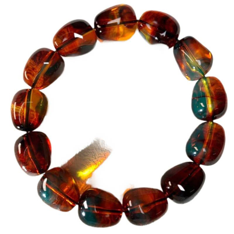 Blue Amber Bead Water Purification High Quality Blood Silk Three-color Bracelet