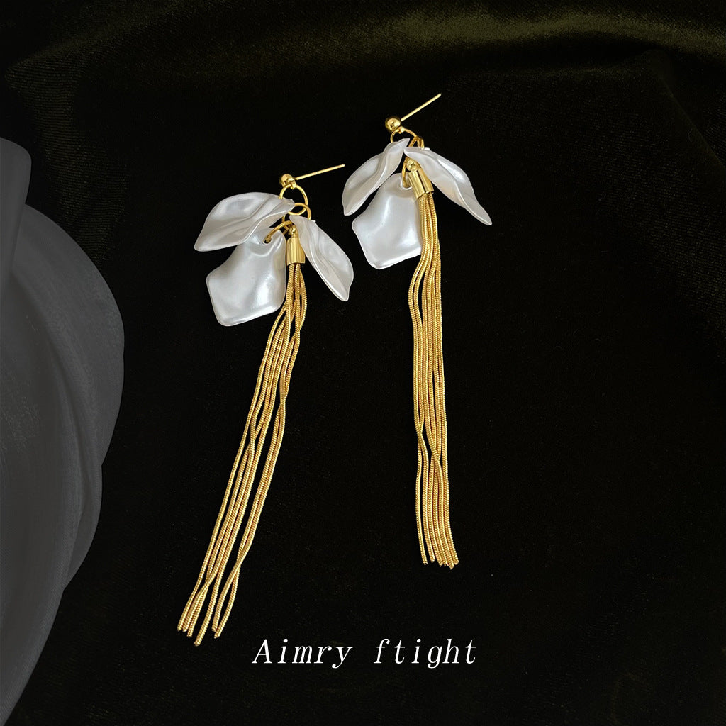 Women's Fashionable High-grade Long Tassel Handmade Fresh Temperament Sweet Niche Personality Earrings