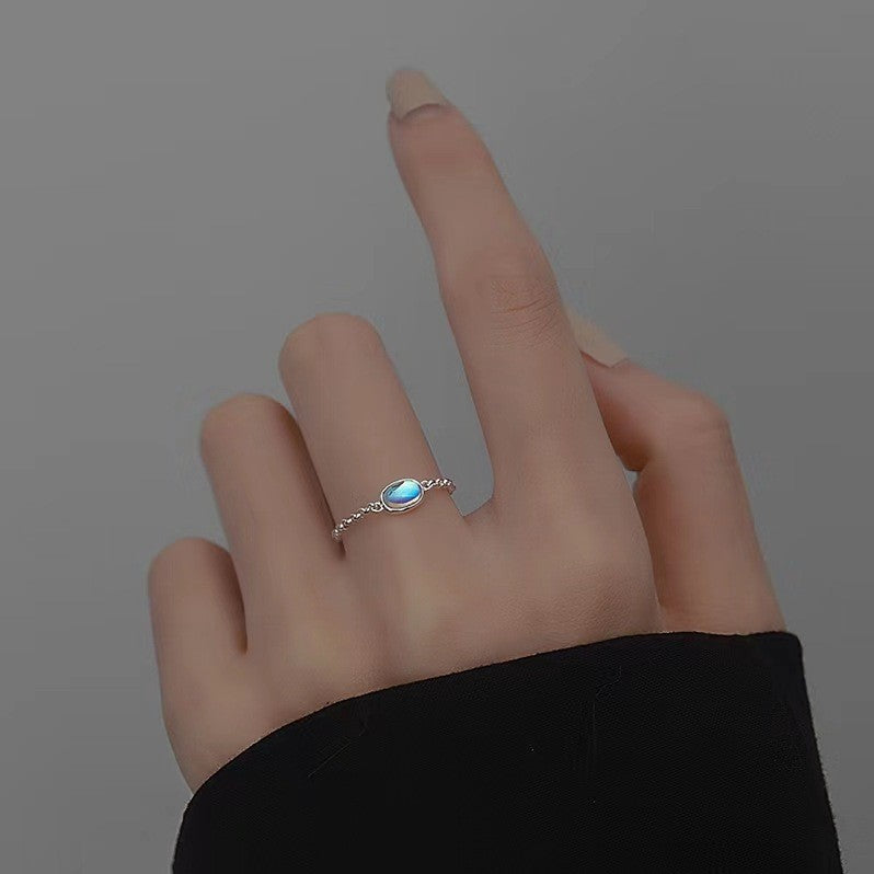 Moonstone Niche Design Female Pull Forefinger Rings