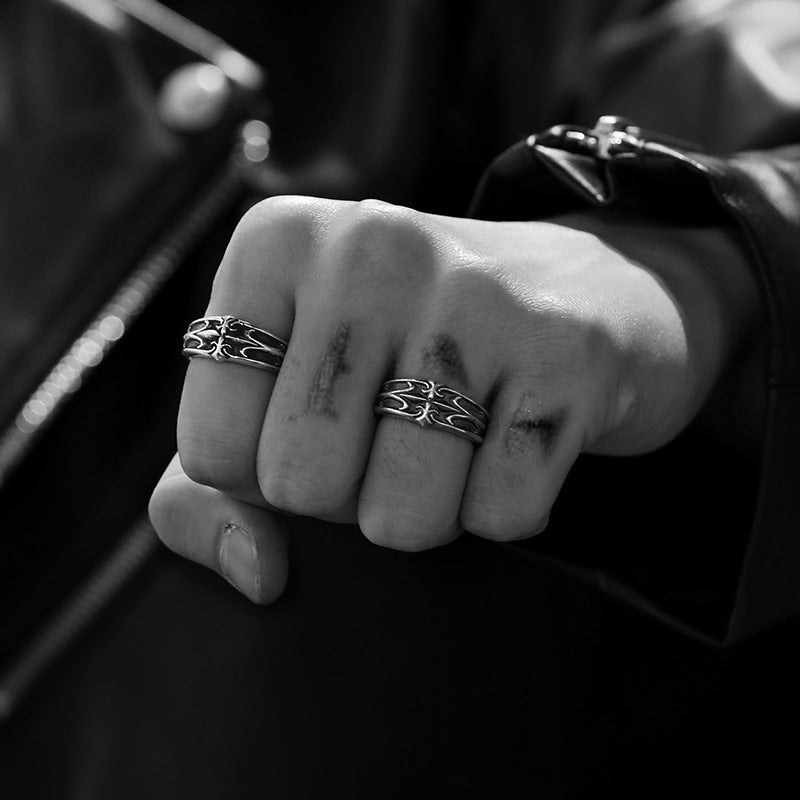 Men's Thai Sier High Sense Index Finger Cross Ring