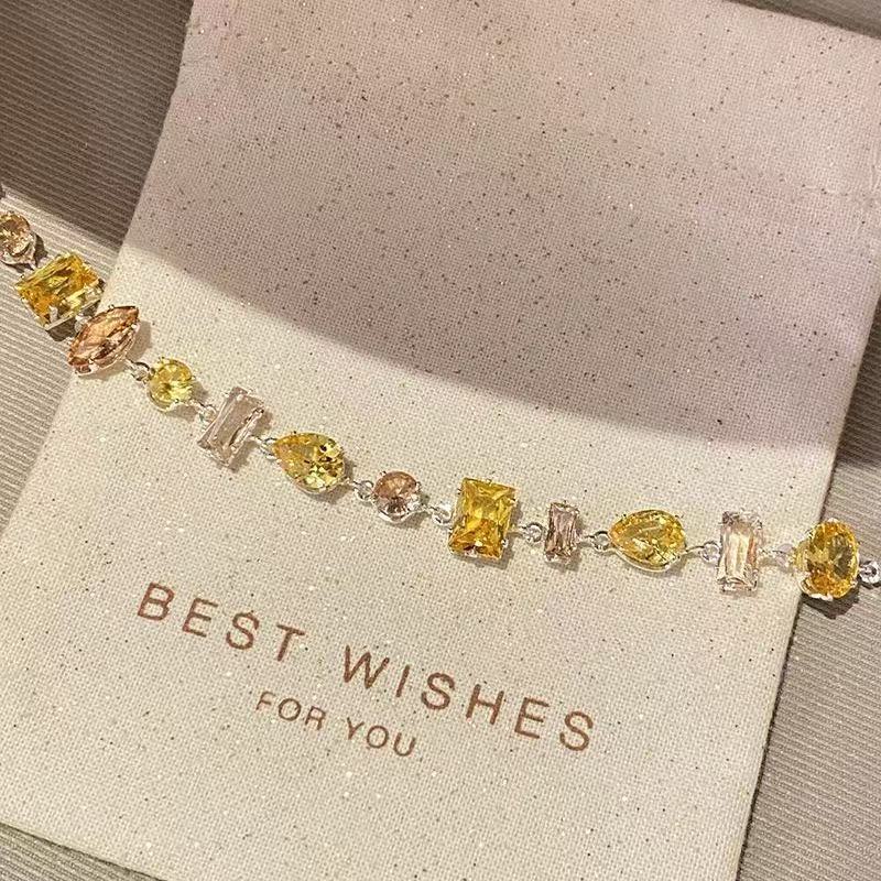 Golden Super Flash Zircon Female Good-looking Party Light Luxury Minority Bracelets