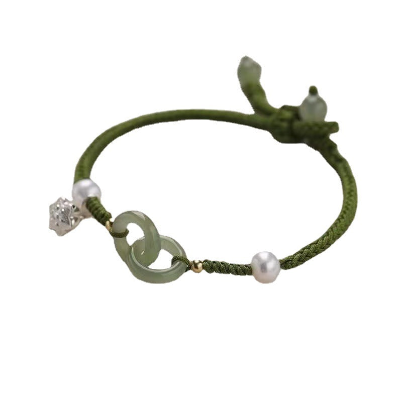 Ethnic Style Double Buckle Lifetime Jade Bracelets