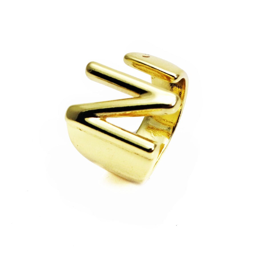 Letters Open Adjustable Plated Light Gold Rings