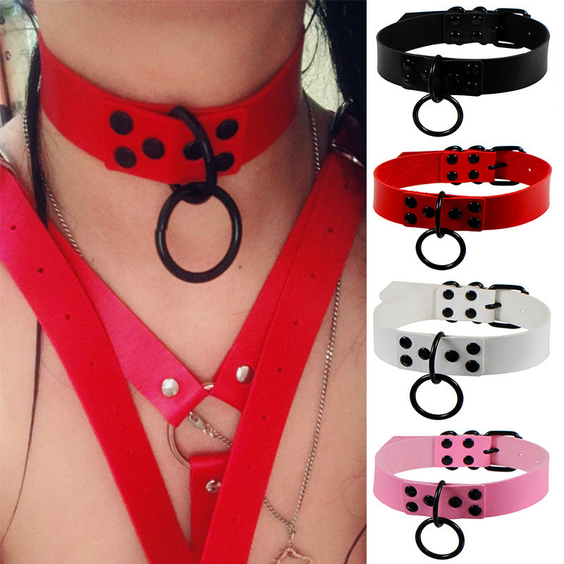 Goth Punk Neckband Fashion All Black Nail O-shaped Collar Necklace