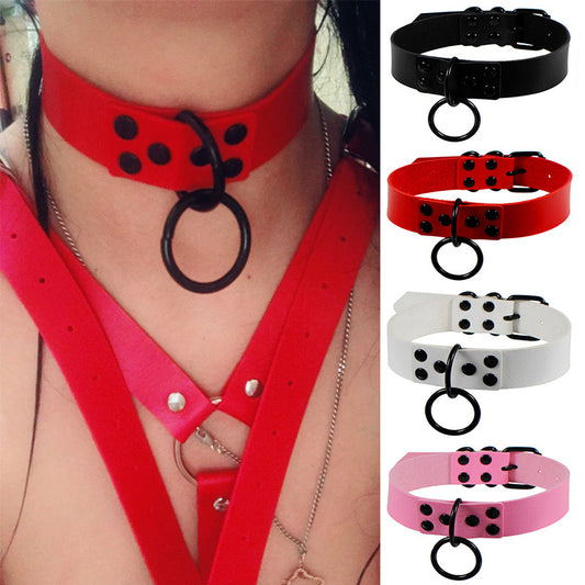 Goth Punk Neckband Fashion All Black Nail O-shaped Collar Necklace
