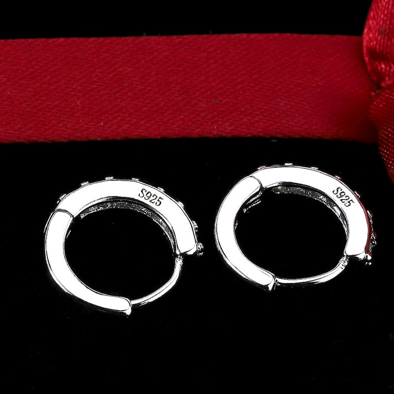 Women's Sier Needle Single Row Diamond Korean Fashion Earrings