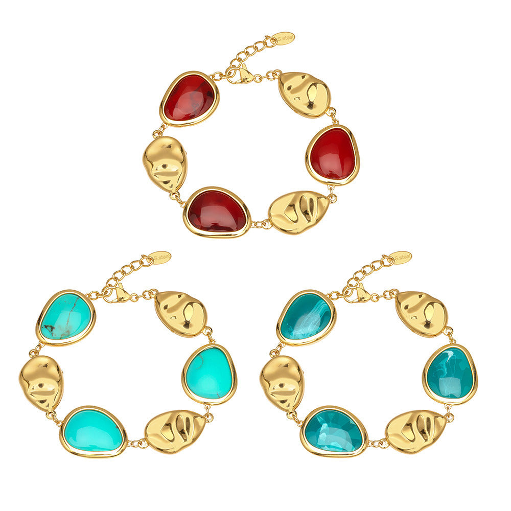 Stainless Steel Water Drop Resin Gold Plated Light Bracelets