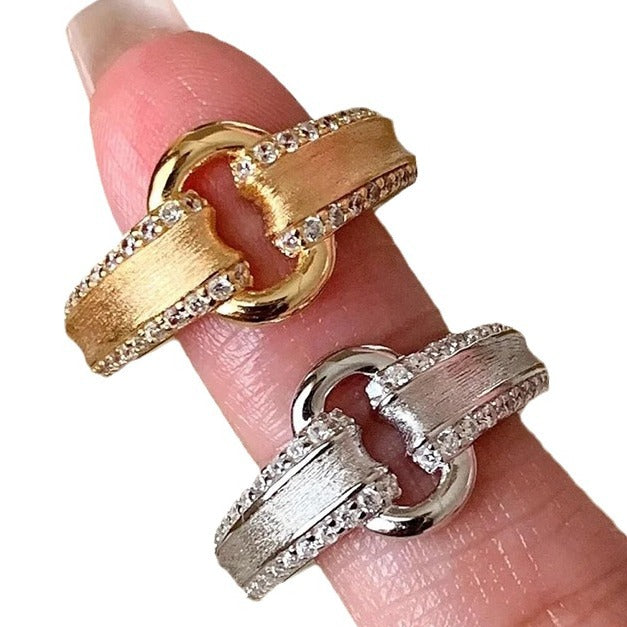 Women's Ingot Brushed Retro High-grade Light Luxury Rings