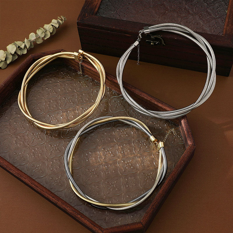 Winding Spring Light Luxury High-grade Metal Necklaces