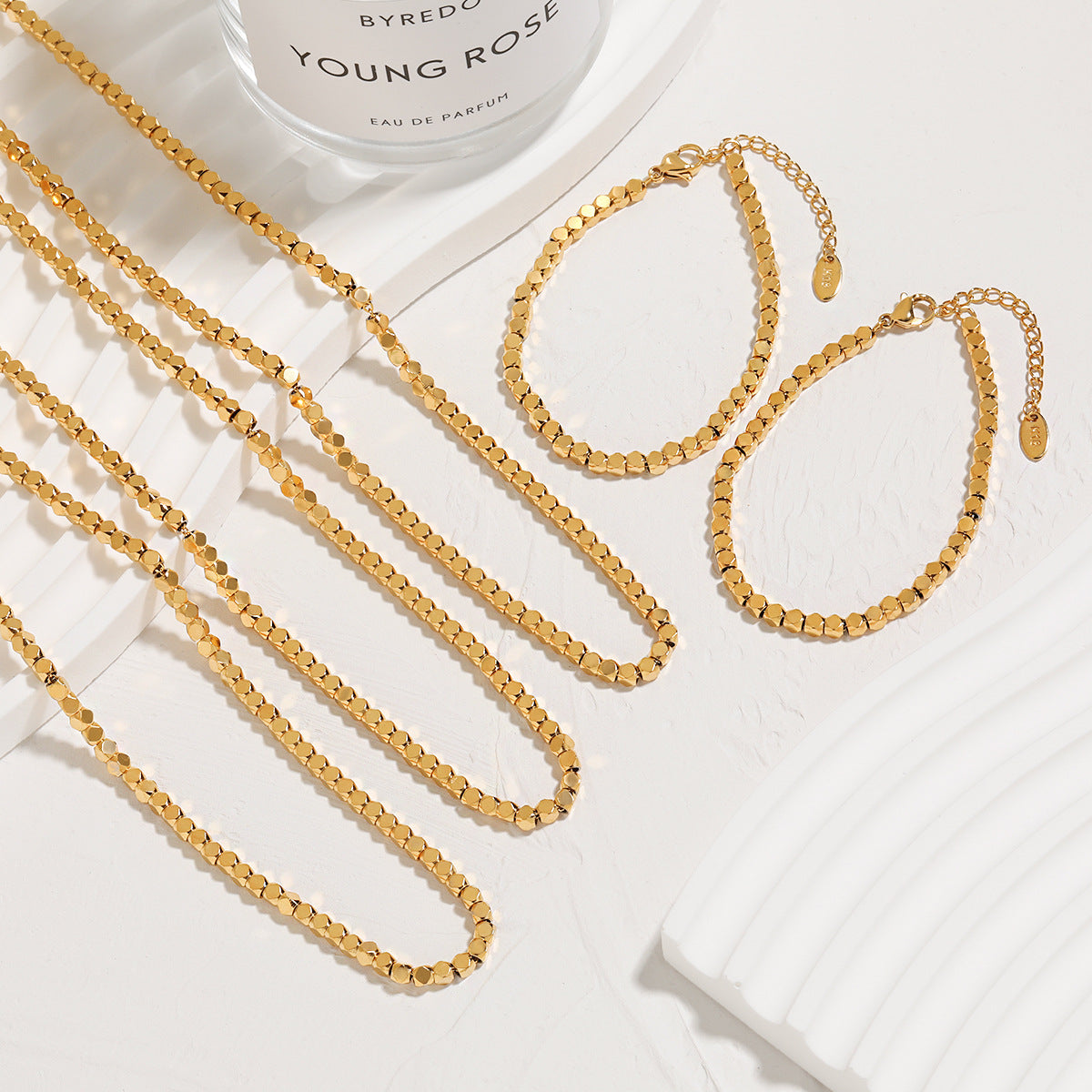 Minimalist Fashion Vintage Sier Diamond Geometric Square Jewelry Set