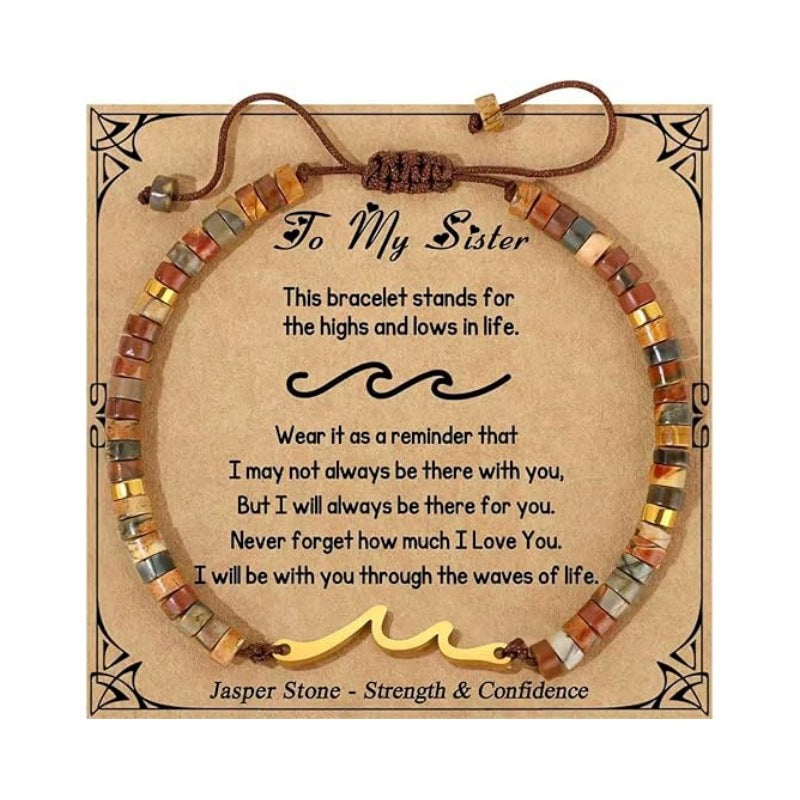 Women's Natural Stone Golden Cross Adjustable Band Bracelets