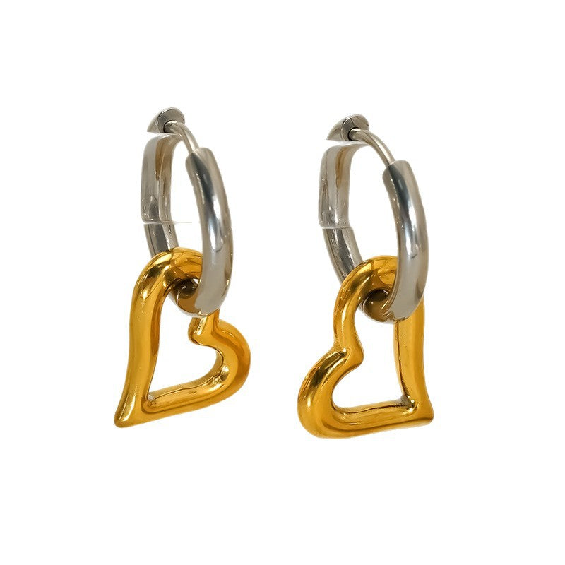 Women's Stainless Steel Color Matching Detachable Heart Round Earrings