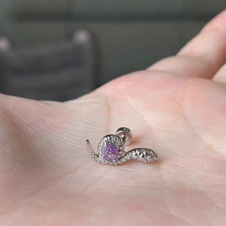 Dream Snake Super Shiny Purple Zircon Sweet Stud Earrings