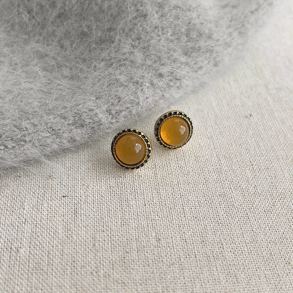 Women's Retro Amber Style Elegant Brown Dripping Earrings