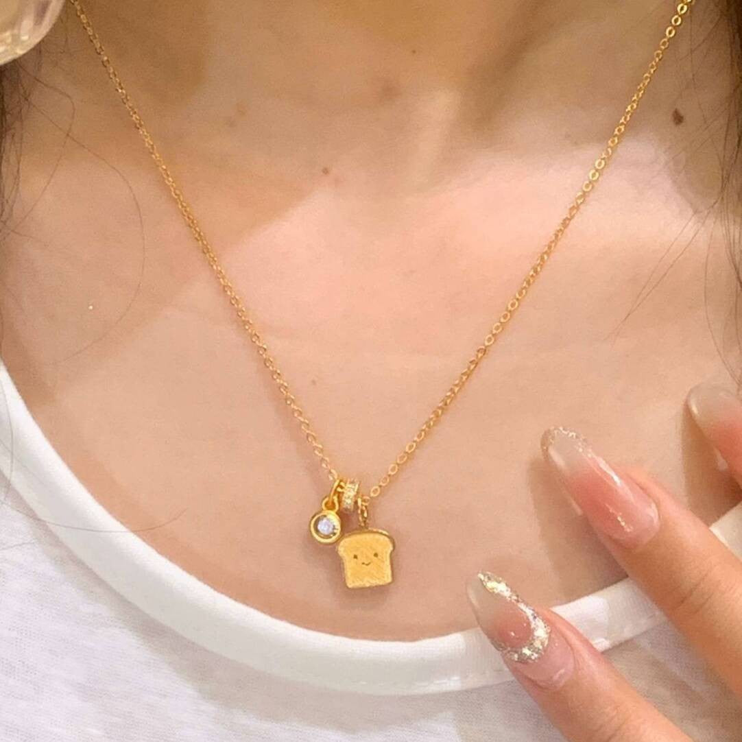 Chinese Style National Trendy Smile Toast Bread Necklace
