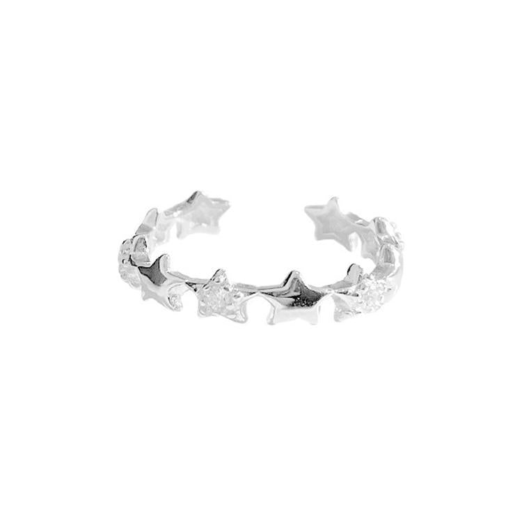 Pentagram Trendy Fashion Commuter Simple Rhinestone Meteor Ring