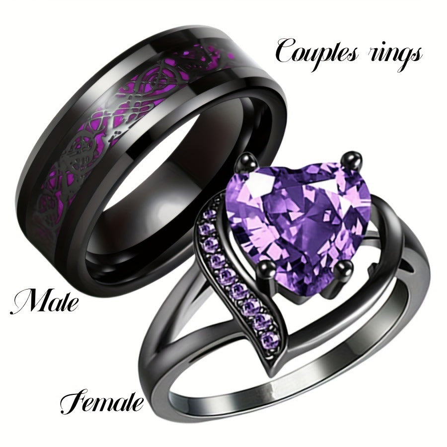 Women's & Men's Blue Gemstone Fashion Stainless Steel Dragon Pattern Rings