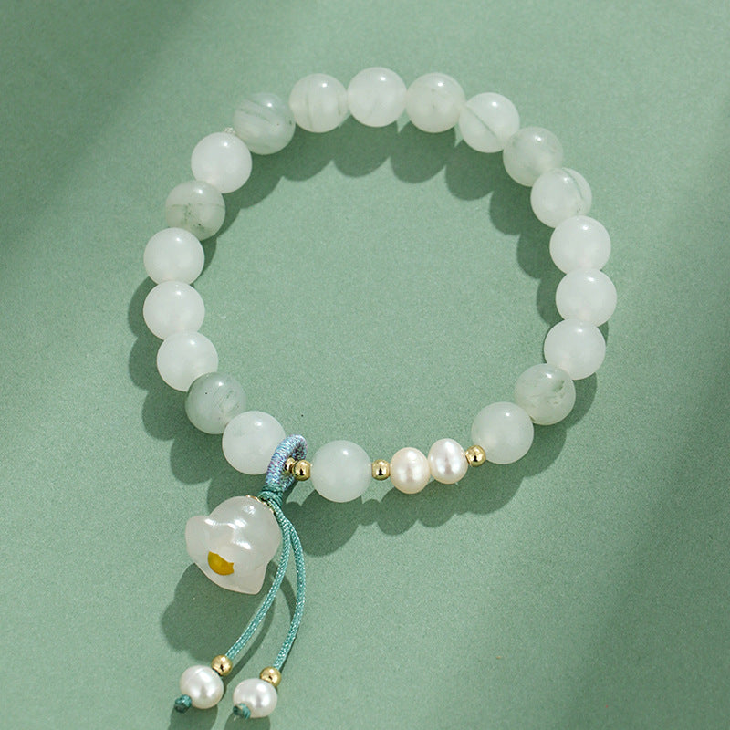 Freshwater Stringed Pearls Female Colored Glaze Lotus Seedpod Emerald Natural Bracelet