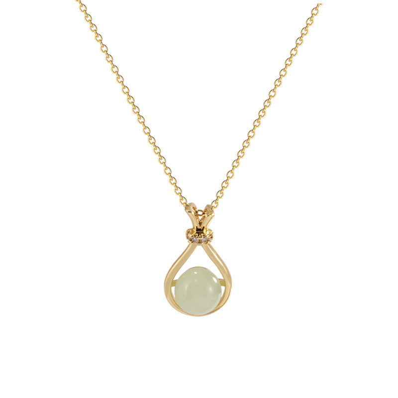 Imitation Jade Lucky Bag Female Light Luxury Minority Graceful Titanium Necklace