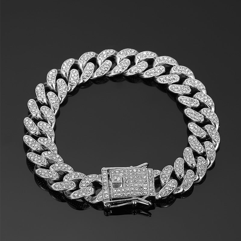 Men's Cuban Link Chain Alloy Full Diamond Dragon's Beard Bracelets