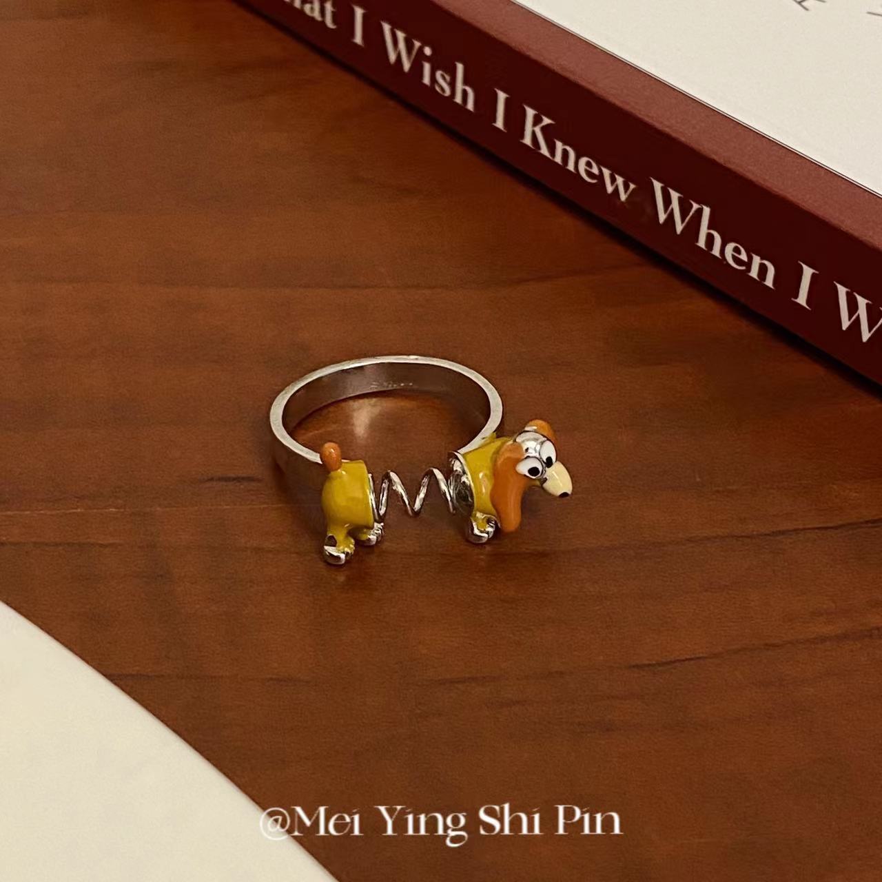Cute Spring Puppy Funny Niche Design Fashion Open Index Finger Rings