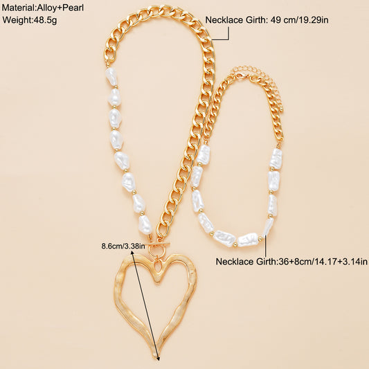 Women's Pearl Chain Big Love Creative Elegant Necklaces