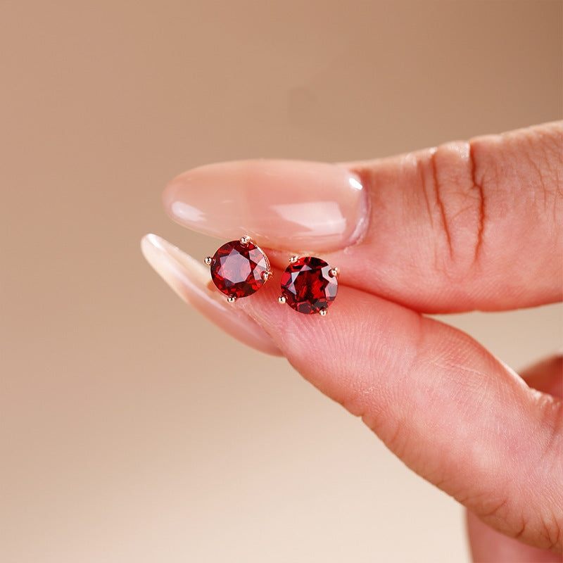 Simple Classic Red Crystal Light Luxury Pigeon Stud Earrings