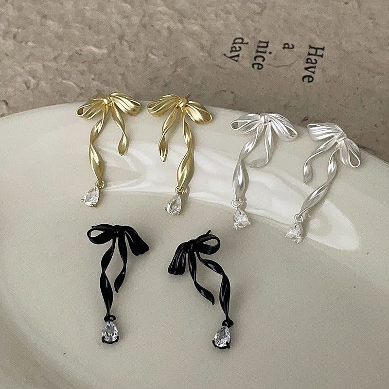 Bow Female Sweet Cute Gentle Temperament Earrings